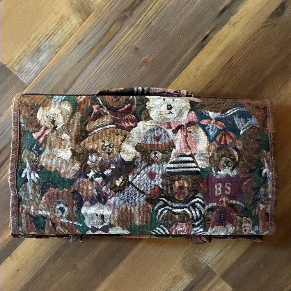 Tapestry Roller Bag Tote with Bear Design